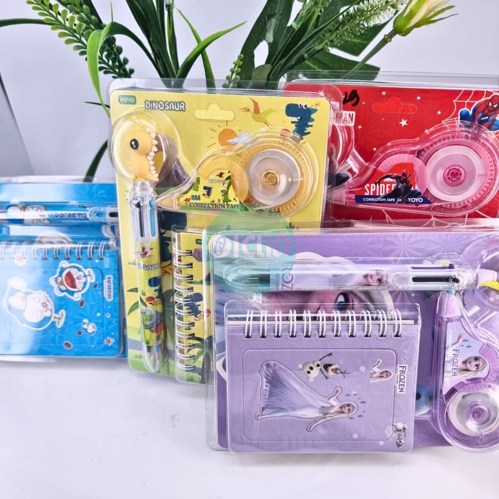 

SET ALAT TULIS MOTIF DORAEMON,FROZEN,SPIDERMAN,DINOSAURUS 3 IN 1