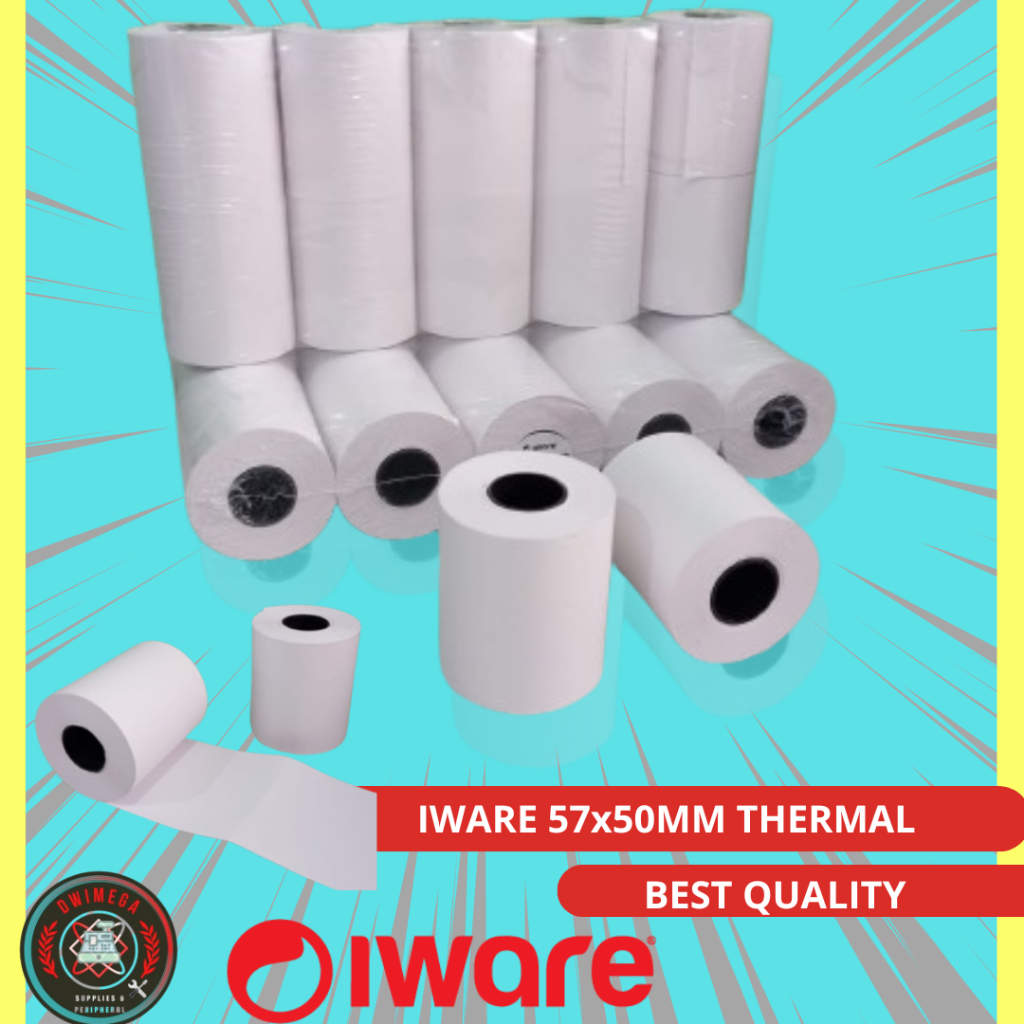 

Kertas Thermal Kasir 58x48mm /57x50 Kertas Struk /IWARE/ 1 Slop isi 10 Roll