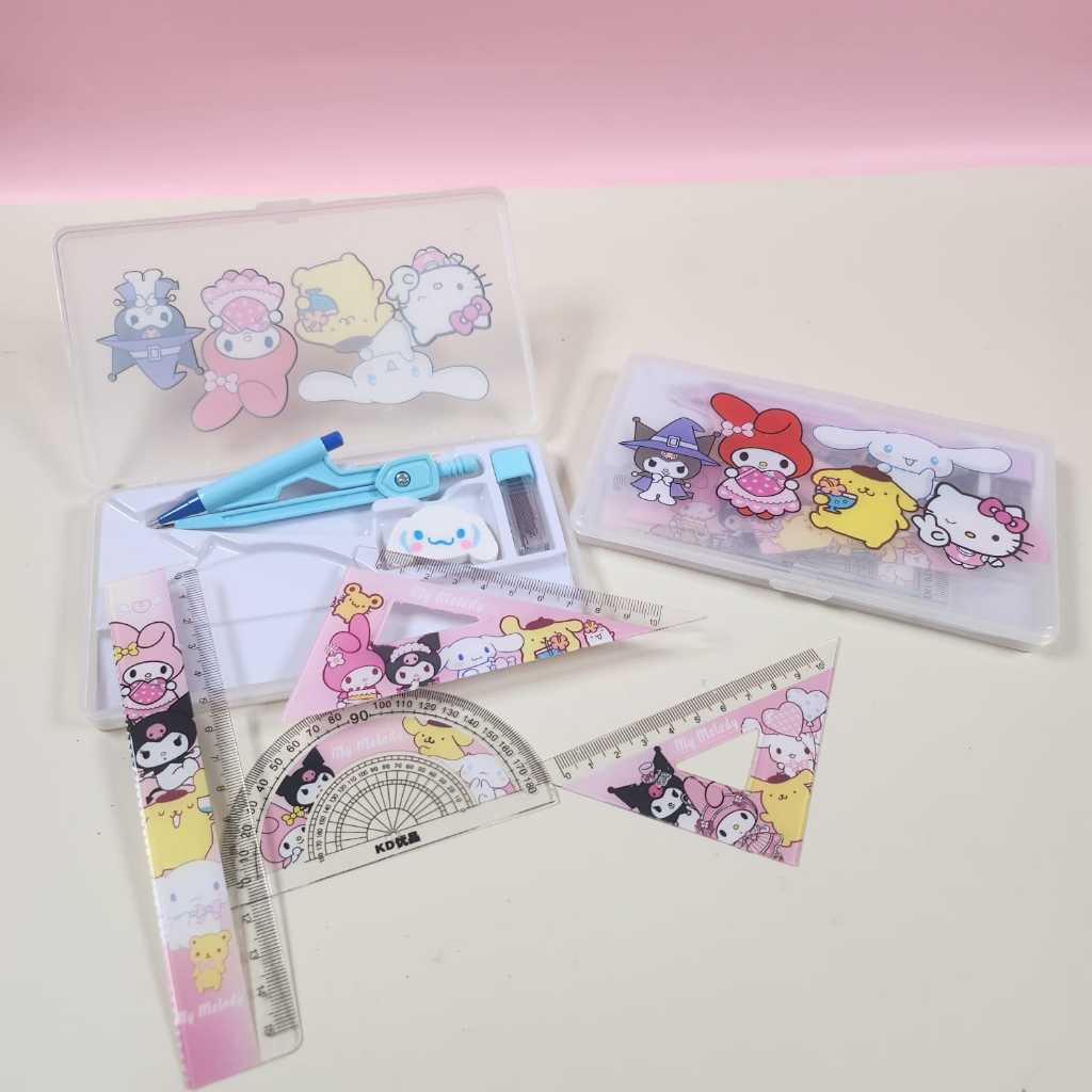 

Vanilleshop- Jangka Penggaris Busur Sekolah Sanrio / Paket Math / Busur Penggaris Sanrio