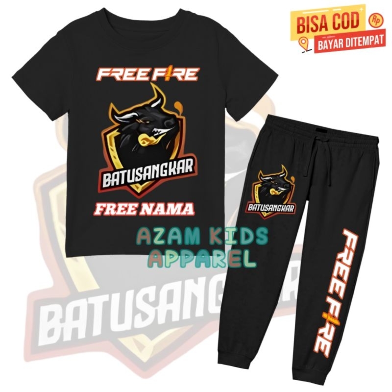 (BISA COD) SETELAN KAOS JOGGER ANAK FF TIM BSK SQUAD BSK FREE FIRE FREE NAMA / KAOS JOGGER ANAK FF G