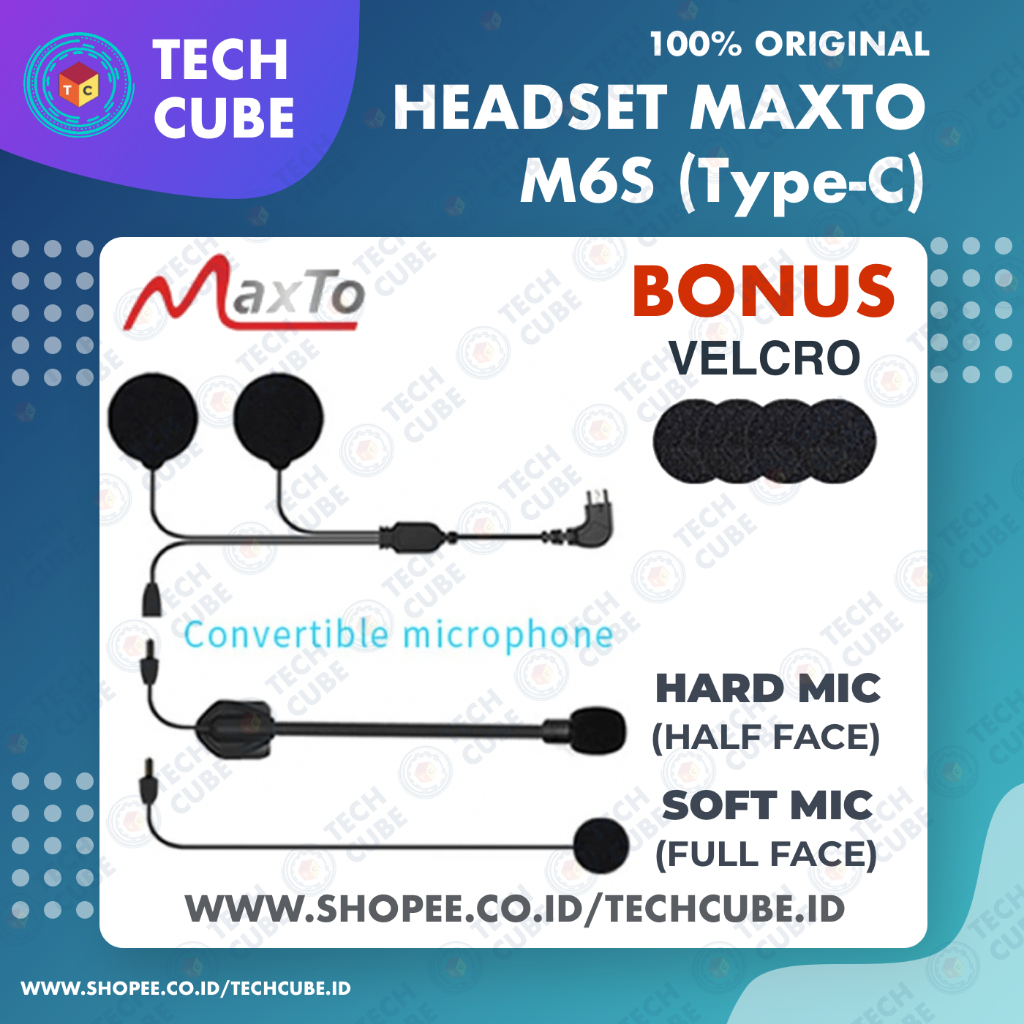 Headset Earpiece Mic Speaker Type C Bracket Clamp Intercom MAXTO M6S X2 Type Tipe C