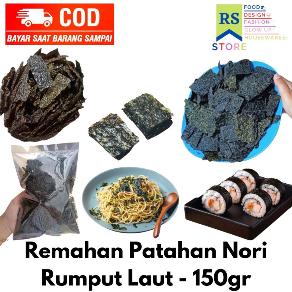 rumput laut nori patahan 150gram varian rasa original / sushi nori seaweed rumput laut panggang / su