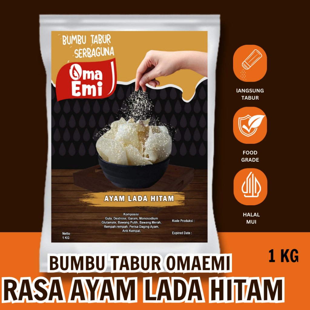 

BUMBU TABUR AYAM LADA HITAM HALAL FOOD GRADE 1KG