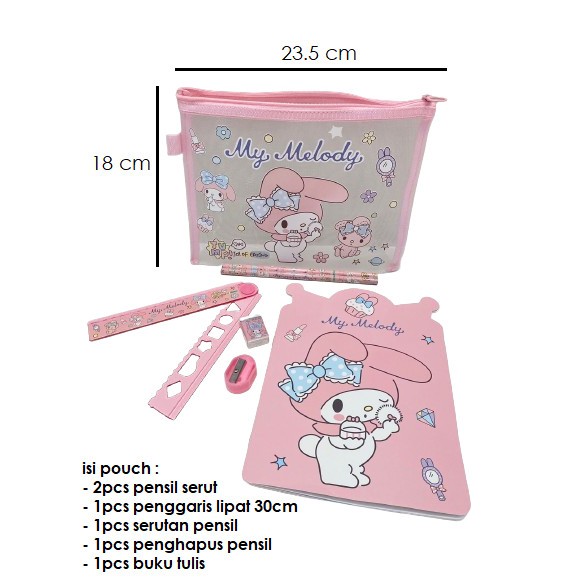

D3W! Stationery set sanrio paket alat tulis buku melody kuromi cinnamoroll - cinnamoroll 3355