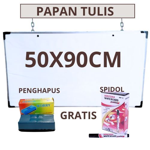 

Papan tulis whiteboard 2 sisi (hitam & putih) 50cm x 90cm
