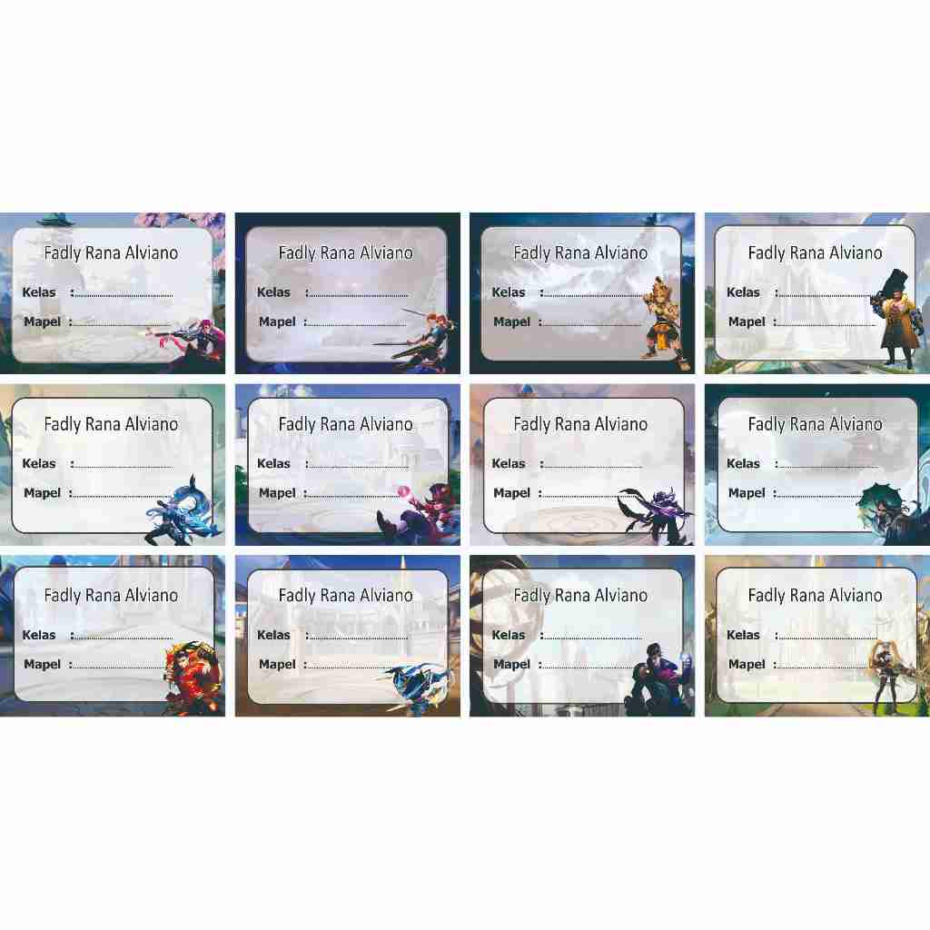 

Mobile Legends Label stiker buku nama kelas mapel custom