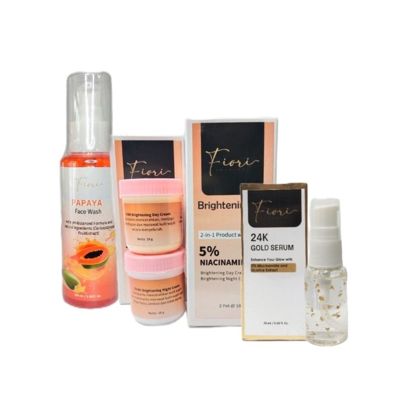 FIORI 24K SERUM GOLD + DAY & NIGHT CREAM + FACE WASH PAPAYA