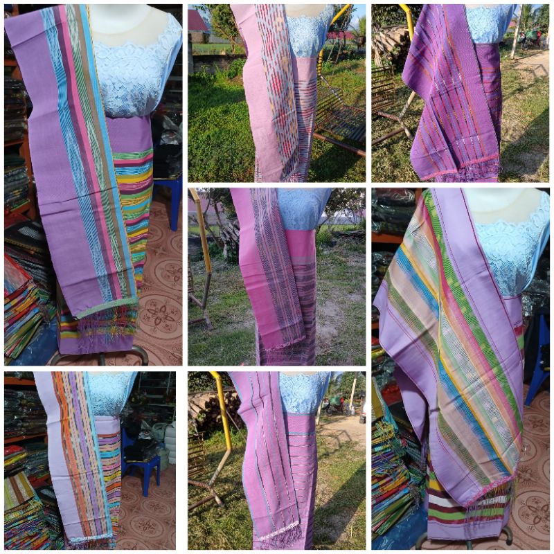 SONGKET TENUN TANGAN TARUTUNG  NUANSA UNGU DAN PINK