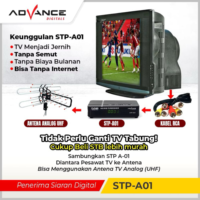 SET TOP BOX ADVANCE DV3 T2 DIGITAL TV SNI SUPPORT YOUTUBE FULL HD