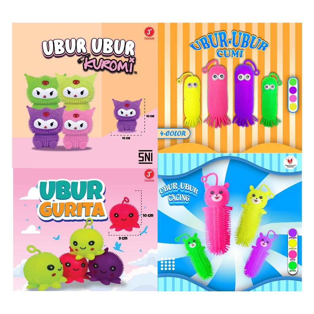 MAINAN ANAK PUFFER BALL/MAINAN YOYO UBUR-UBUR CUMI gurita KARET LAMPU AMM