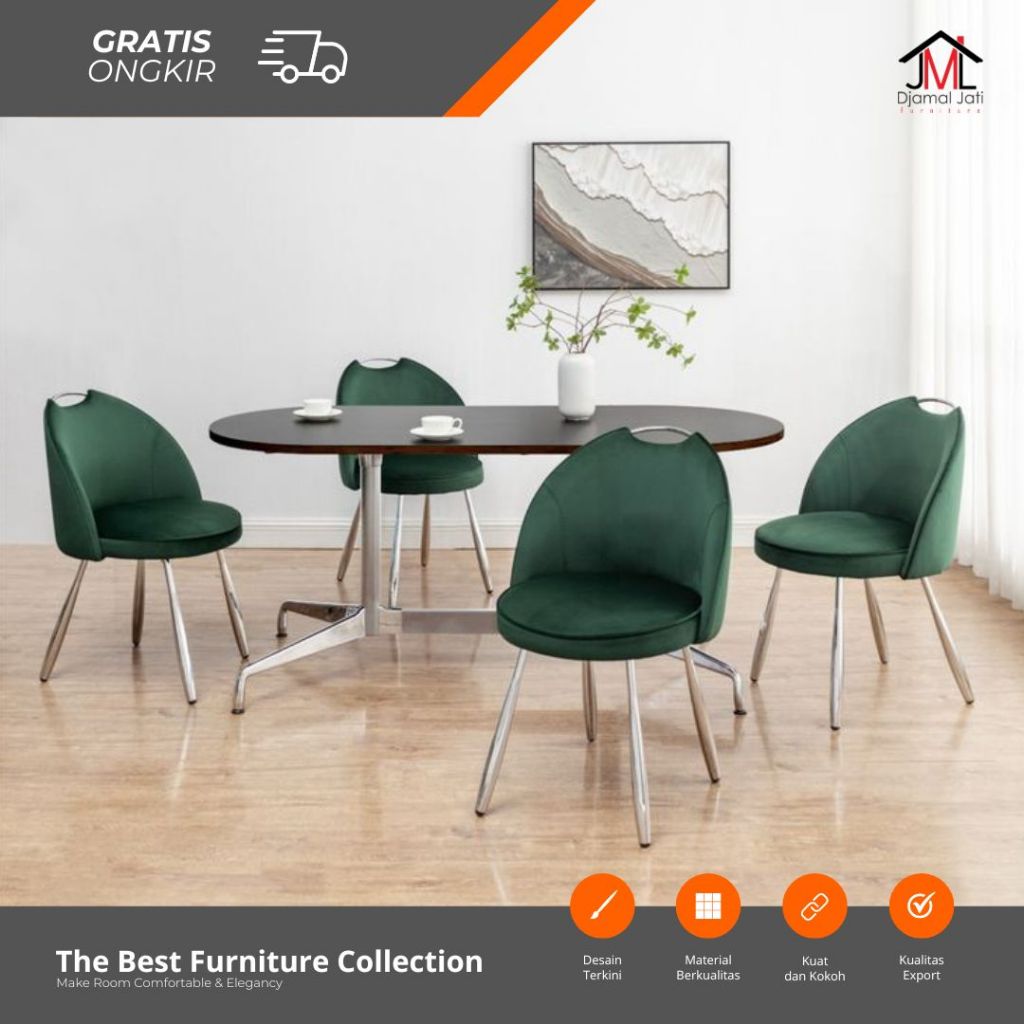 meja makan minimalis, set meja makan 4 Kursi, set meja makan murah mewah