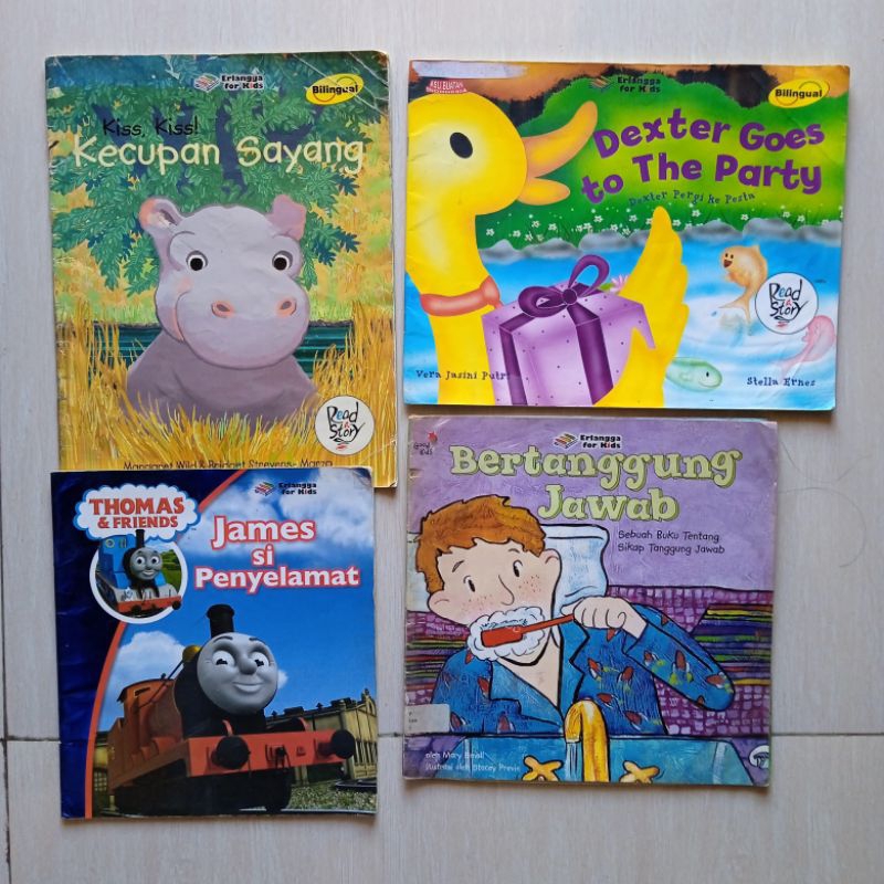 Buku cerita anak bahasa inggris, buku import anak, bilinggual Erlangga for kids
