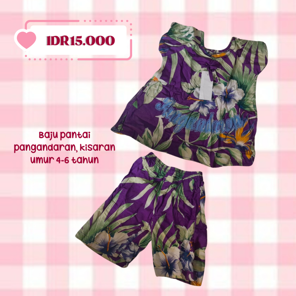 BAJU PANTAI PANGANDARAN UNTUK ANAK PEREMPUAN 3-5 TAHUN