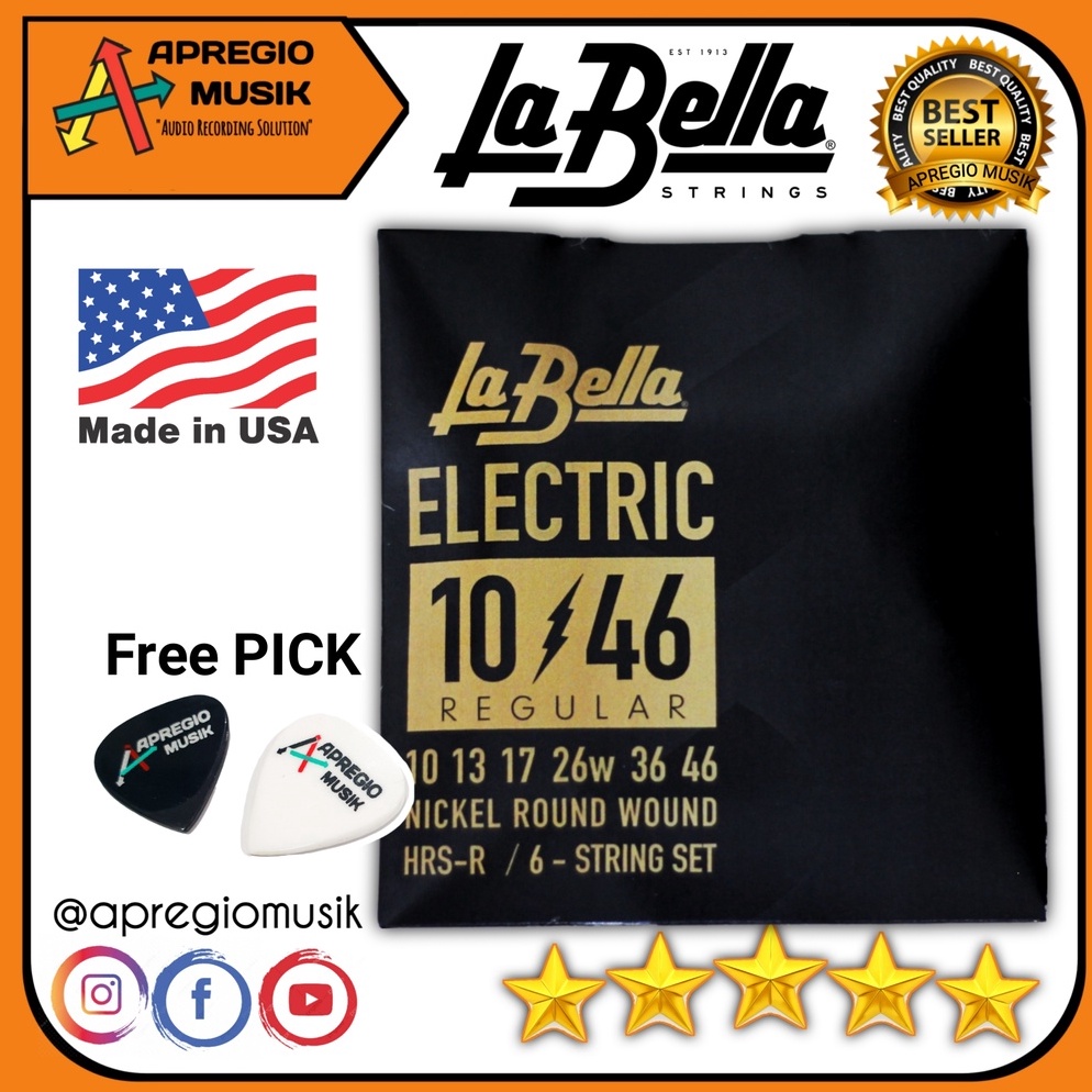 KODE N4R La Bella LABELLA STRING ELECTRIC HRS Senar gitar Elektrik ORIGINAL USA
