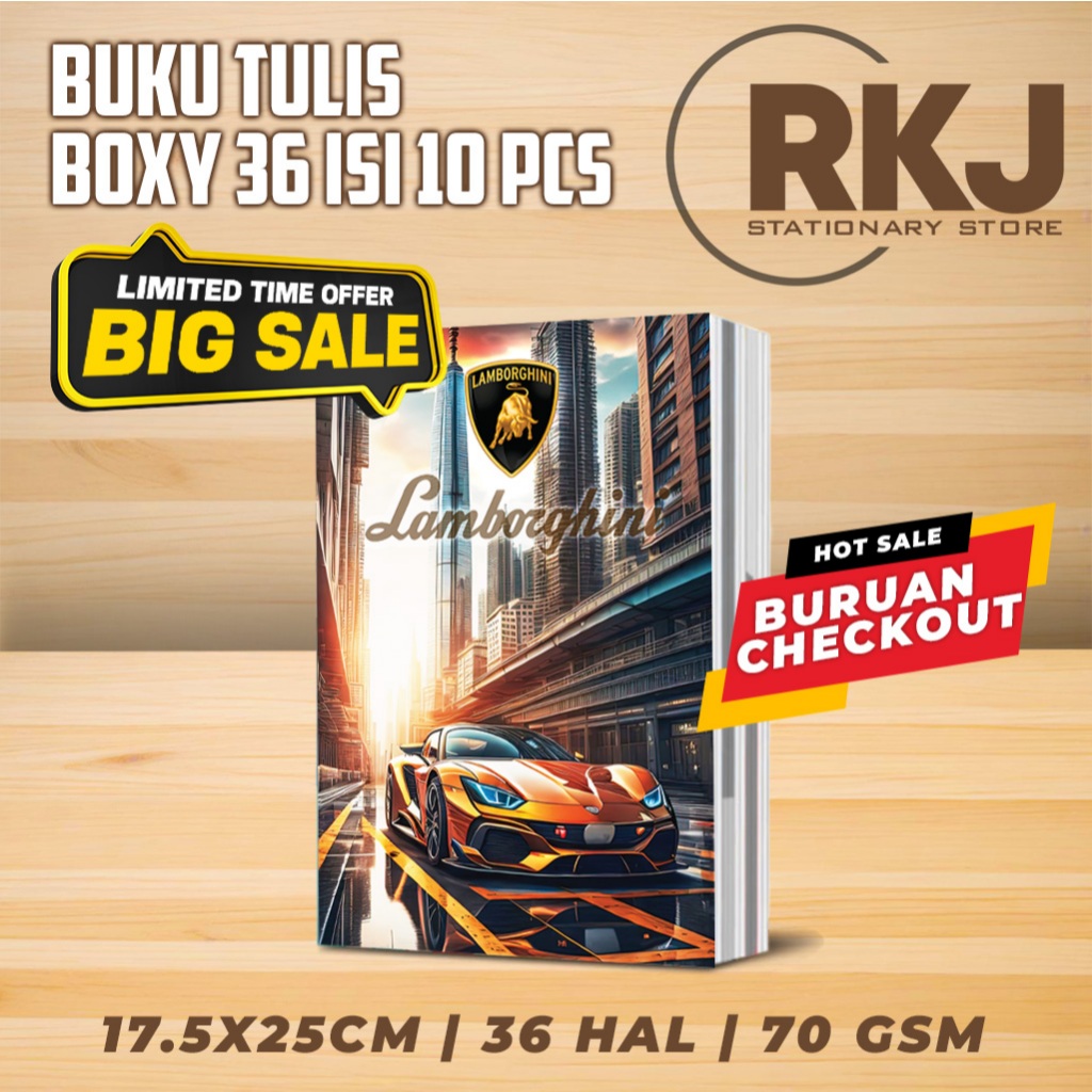 

BUKU TULIS BOXY 36 MOTOR MOBIL | PROMO BACK TO SCHOOL | 70 GSM ISI 10 PCS | SD SMP SMA/SMK/MAN KULIAH | MODEL CAMPUS | UK 17.5 X 25 | ALAT TULIS