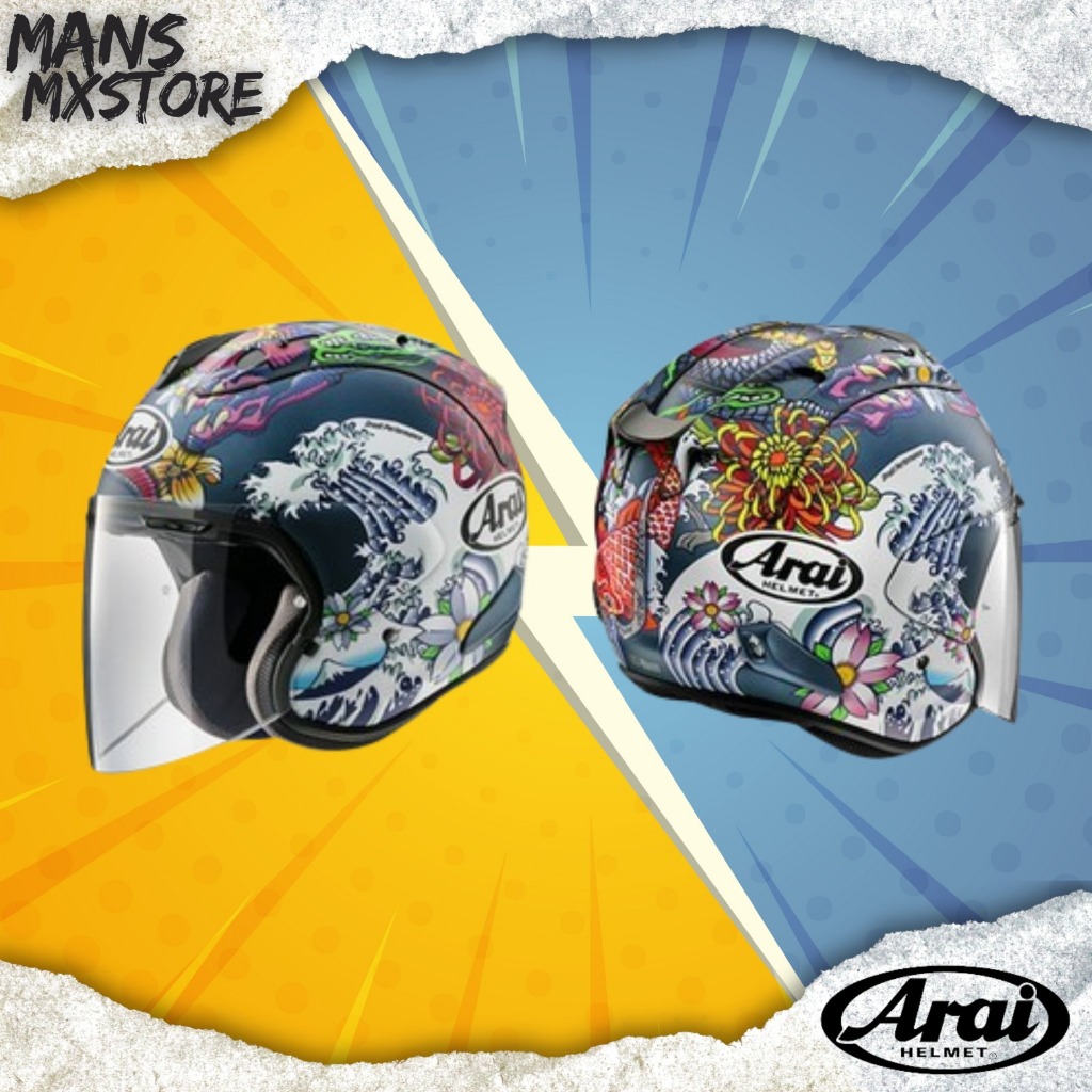 HELM ARAI VZ-RAM ORIENTAL FLAT BLUE HELMET HALF FACE ARAI ORIGINAL