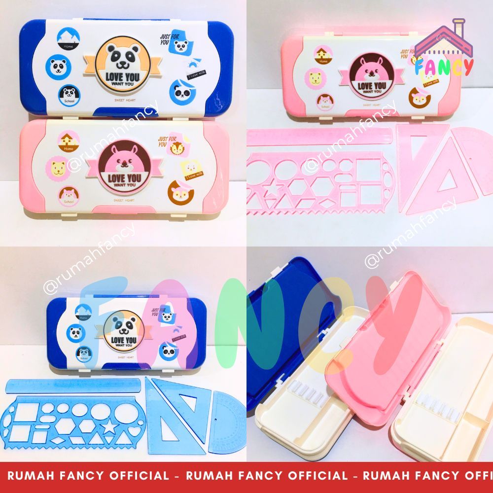 

Tempat Pensil /Kotak Pensil IMPORT XIAO LING JING 3 Tingkat +Set Garisan LENGKAP Cewek /Cowok 35128