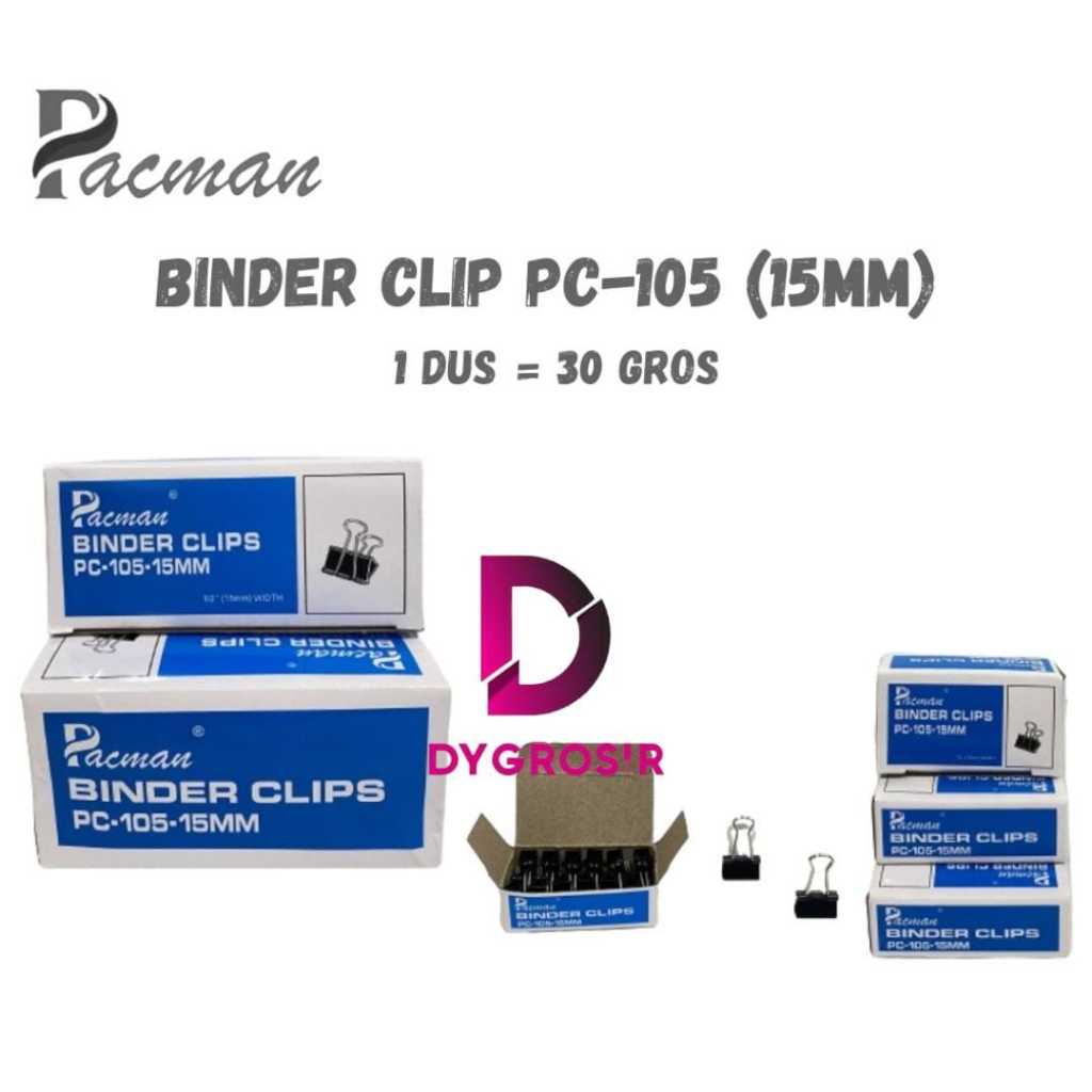 

1 PACK ISI 12 PC ~ DY ~ PC-105 ( 15 mm ) BINDER CLIP PACMAN