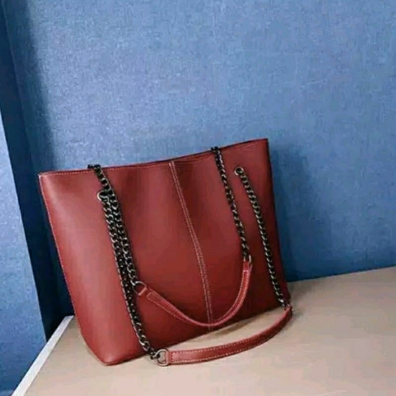 KURAPIKA BAG Totebag Wanita Model Rantai Kekinian penutup resleting ukuran besar