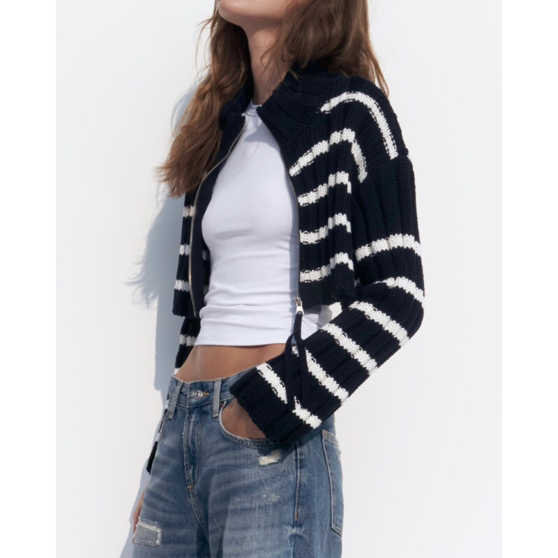 Zara original striped knit cardigan