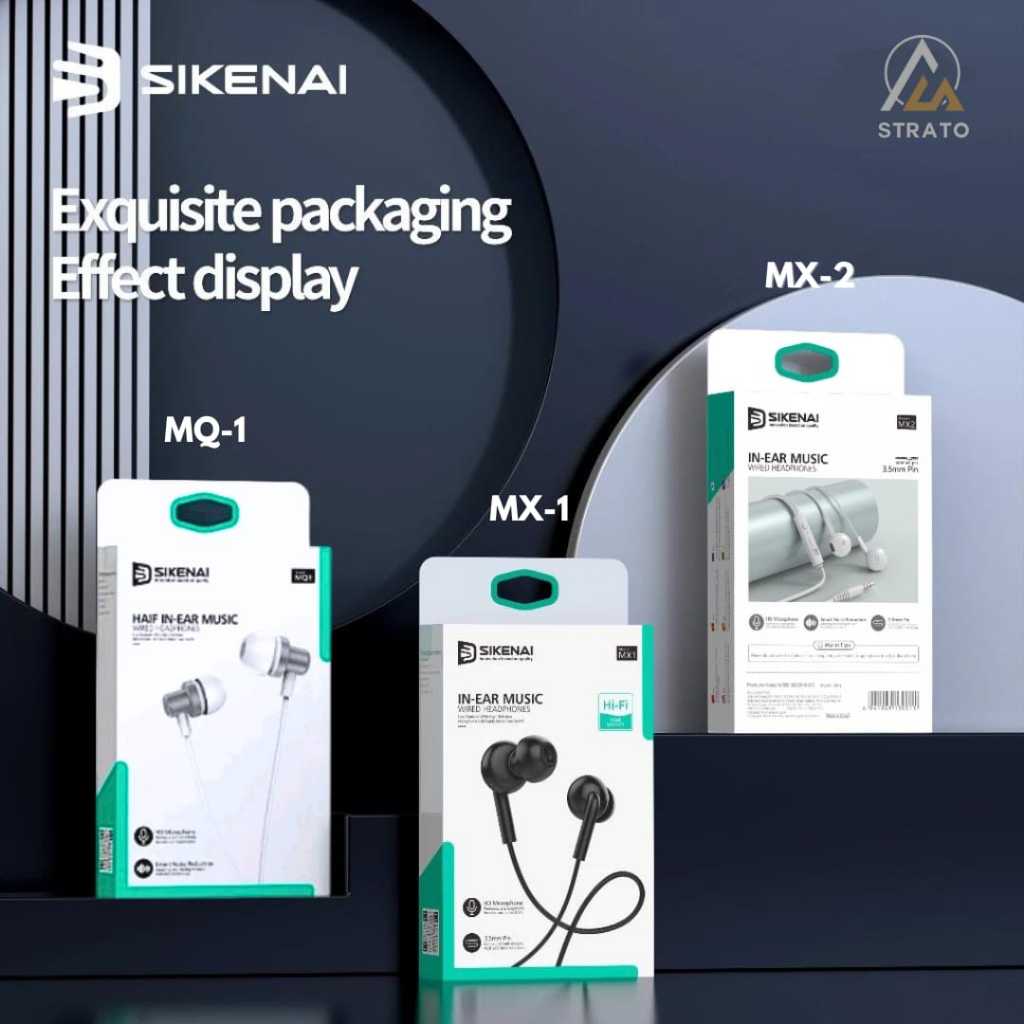 Sikenai Headphones Half In-Ear & Full In-Ear Wired Headset Earphone MQ1, MX1 dan MX2 Full bass