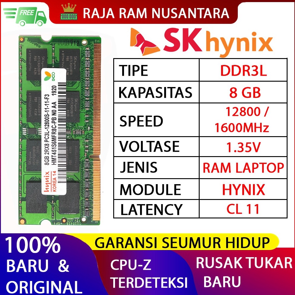 RAM HYNIX DDR3L 8GB 16MHZ 128 ORI RAM LAPTOP DDR3 RAM NB DDR3 n K1Y4