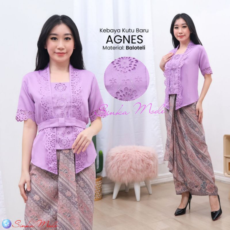 Atasan Kebaya Bali Kutu Baru Floy Lengan Pendek