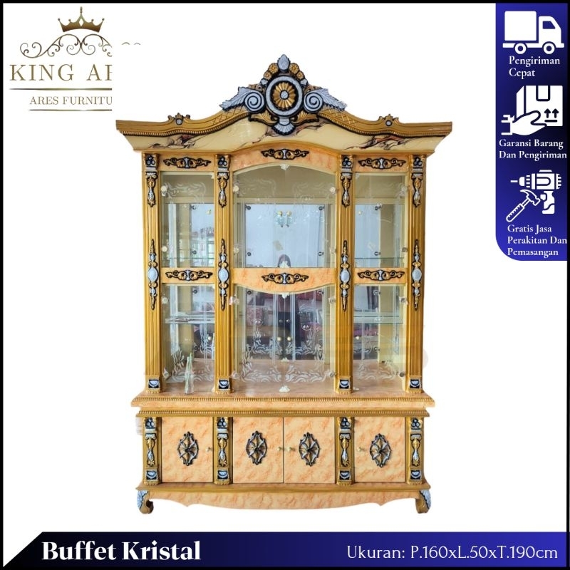 Buffet kristal 4 pintu / Lemari hias kristal / buffet tv / buffet minimalis termurah cirebon