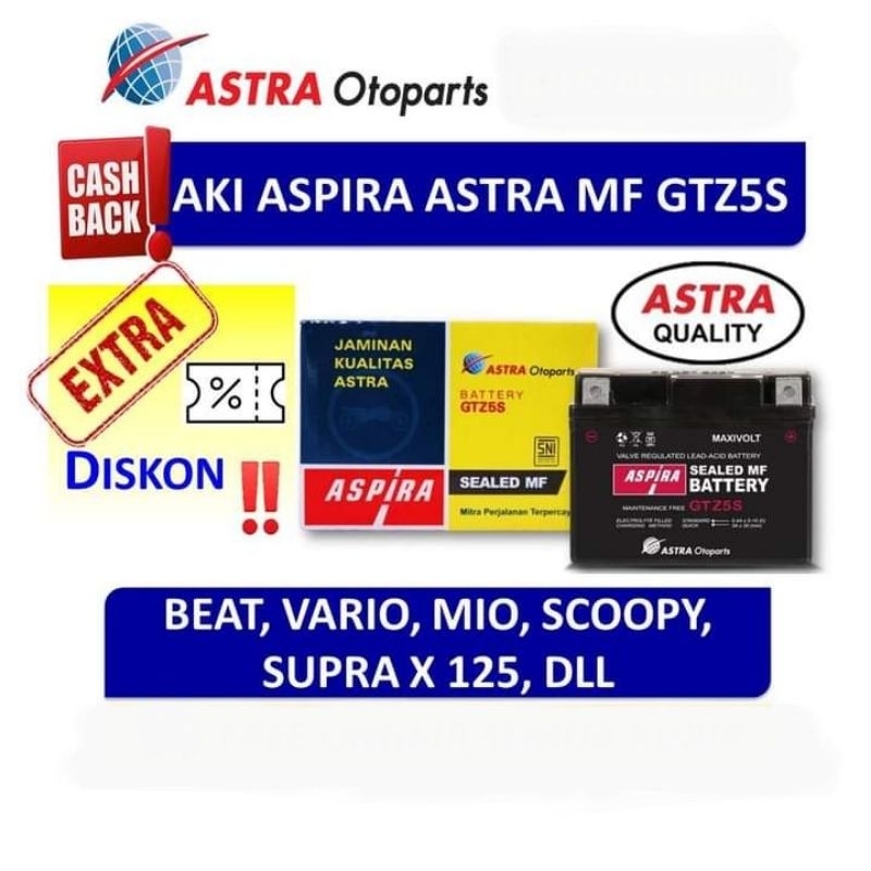 Aki Accu GTZ5S MF Original Aspira Beat Supra 125 Mio