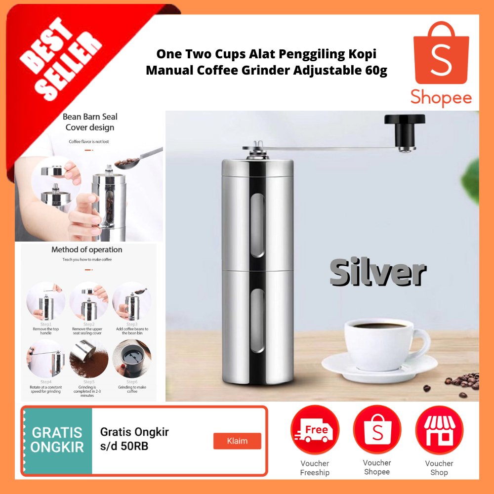 Alat Penggiling Kopi Manual Coffee Grinder Adjustable 60g / Penggiling Biji Kopi Portabel Alat Cafe