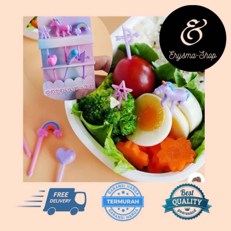 ERYSMA-SHOP | TUSUKAN BEKAL MAKANAN MOTIF UNICORN - TUSUKAN BENTO BEKAL ANAK