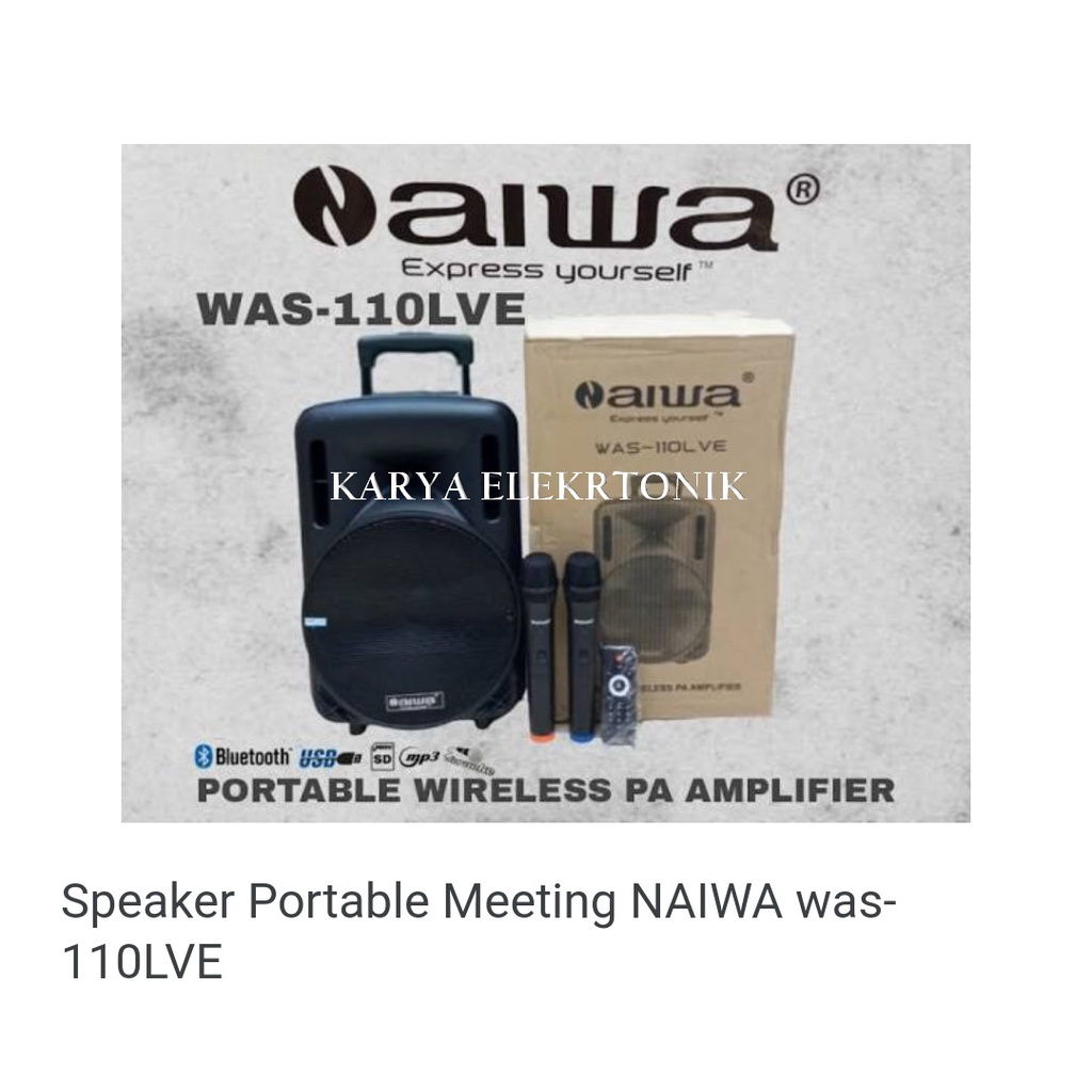 Speaker Portable N AIWA 10inch WAS110 LVE  Speaker N AIWA 110 LVE 2 Mic Pegang