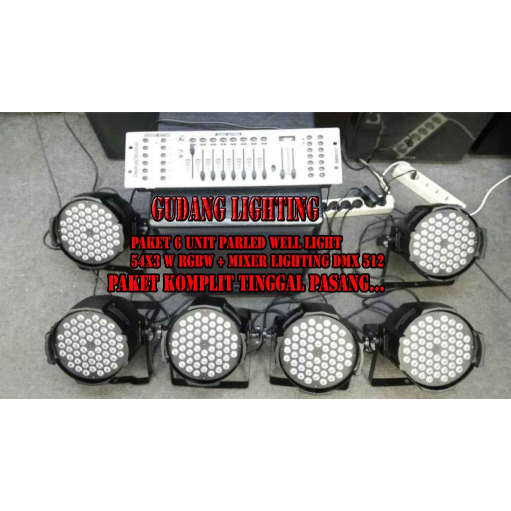 LAMPU PANGGUNG PAKET 6BUAH PARLED WELL LIGHT + MIXER LIGHTING DMX KOMPLIT