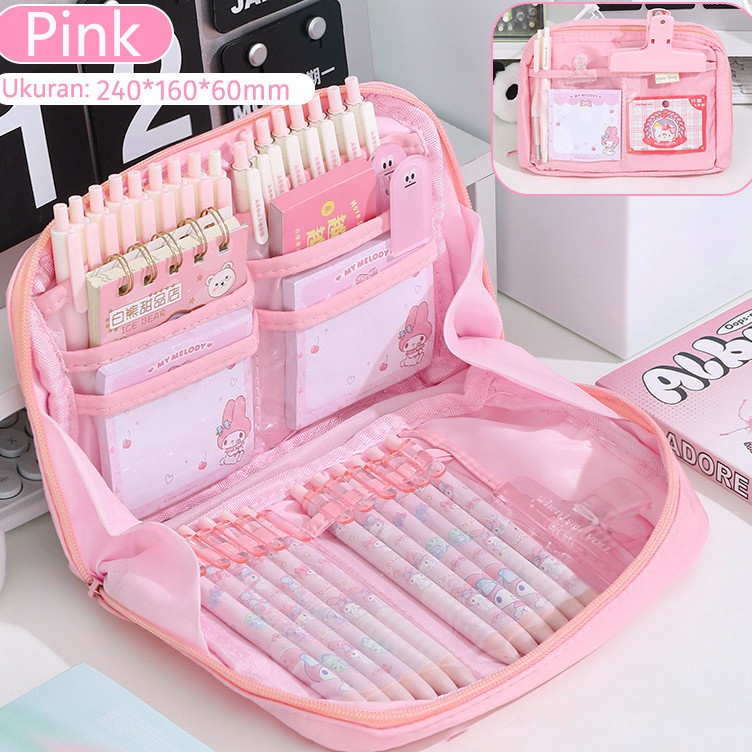 

KODE W7G7 Tempat pensil berkapasitas besar kotak alat tulis anak yang indah tas penyimpanan kosmetik anak perempuan