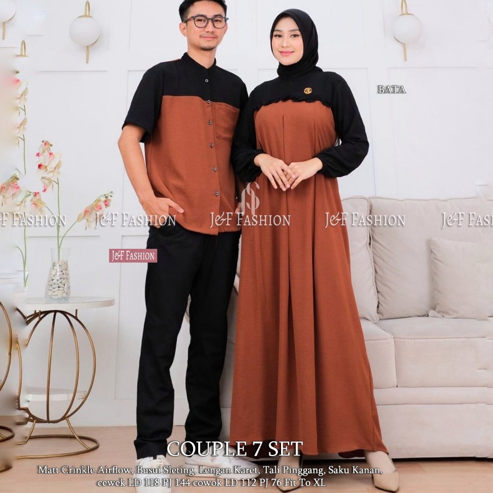 KODE C1V4 Gamis Set Couple Setelan Gamis Wanita Include Plus Koko Kemeja Pria Original Batik Bahan P