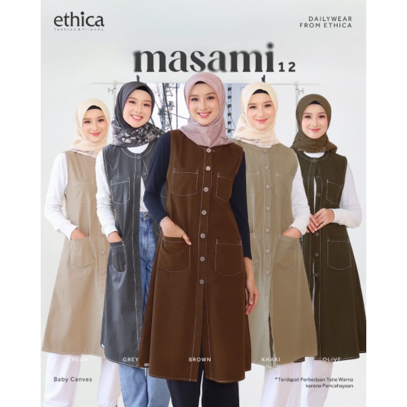 OUTER TUNIK ETHICA MASAMI 12 CREAM, GREY, BROWN, KHAKI, OLIVE / OUTER TUNIK PANJANG / OUTER VEST PAN