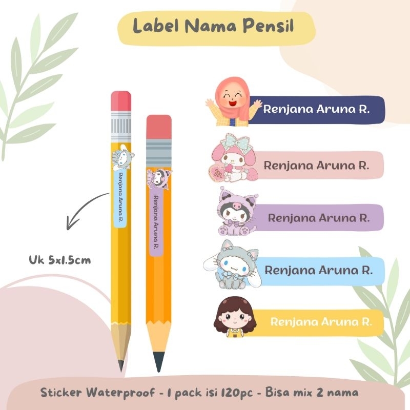 

STIKER LABEL NAMA PENSIL ATK WATERPROOF