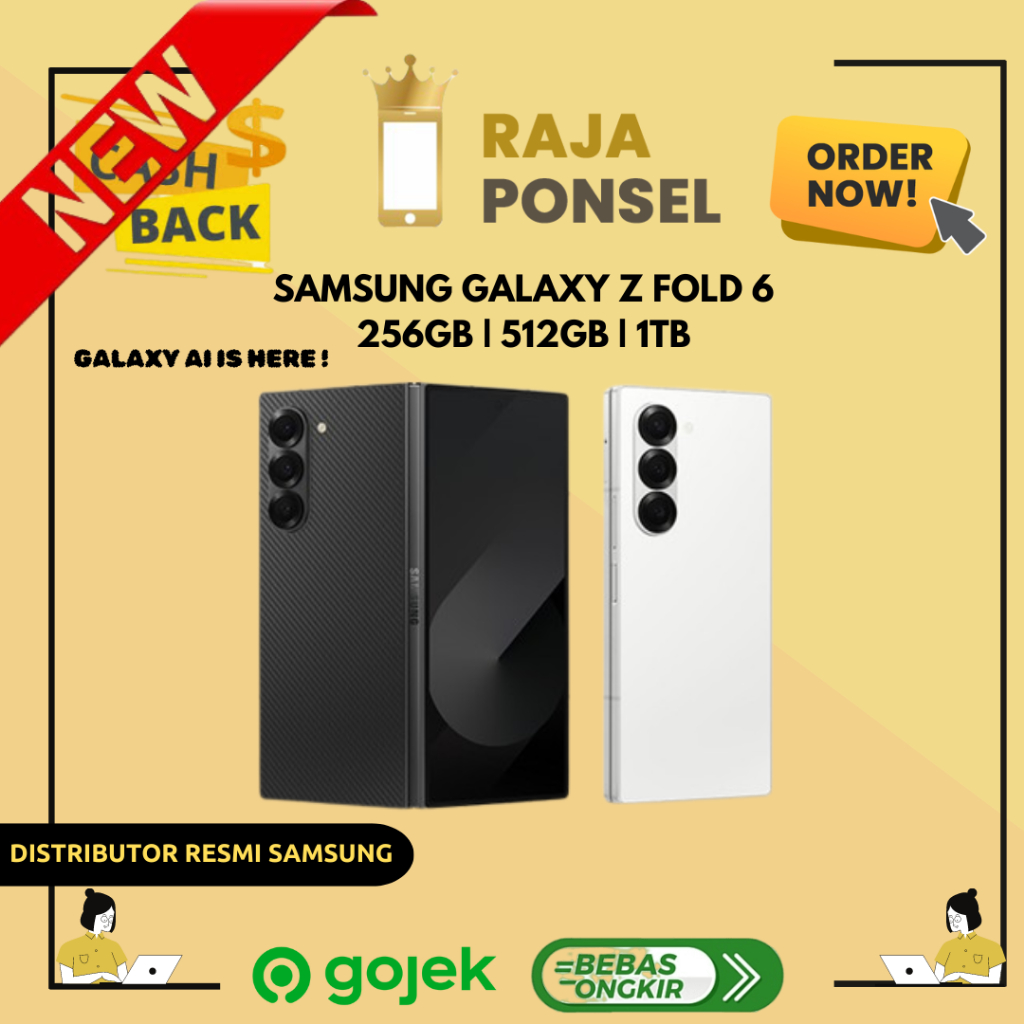 Samsung Galaxy Z Fold6, Smartphone AI, Smartphone Lipat, Android, Kamera 50MP 12GB||256 Garansi Resm