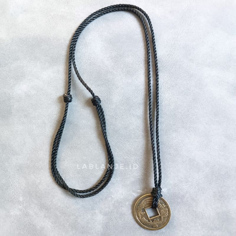 LABLANJE.ID Kalung Tali Hitam Koin | Kalung Koin Cina