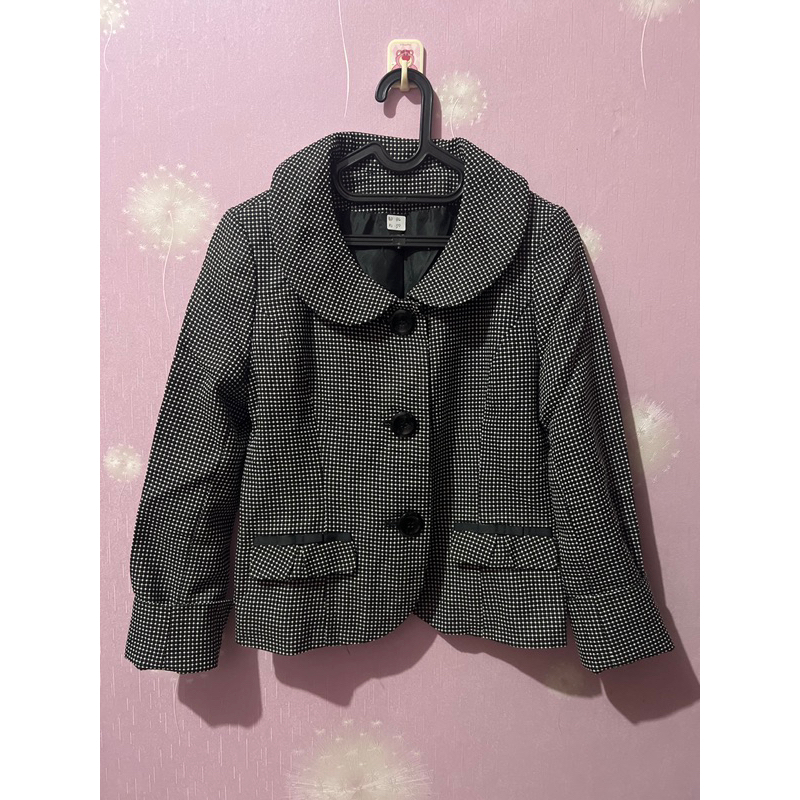 Blazer Tweed Atasan Wanita Hitam