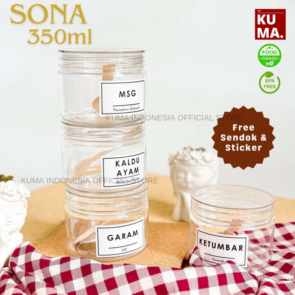 KUMA Sona 350ml Tutup Clear Toples Bahan Plastik Food Grade Free Stiker