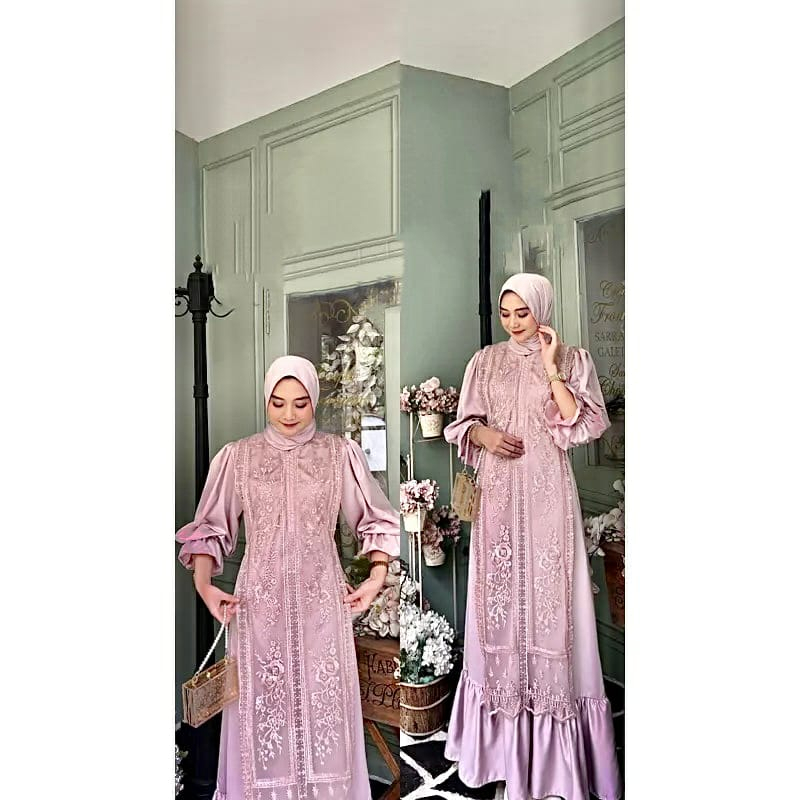 DRESS ADSILLA BRIDESMAID SLIK MIX BRUKAT // DRESS PESTA KEKINIAN SIMPLE MEWAH ELEGAN