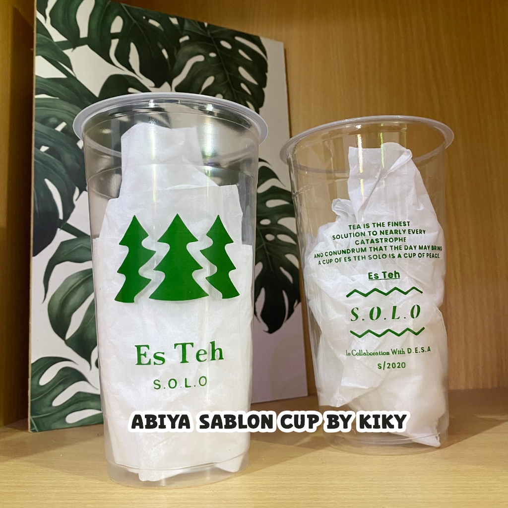 Jasa sablon gelas cup plastik datar 22 oz tebal 8 gram minimal order 500 pcs untuk minuman