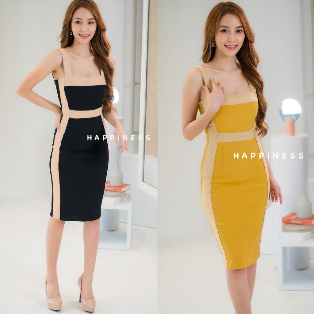 322 Baju Seragam LC Karaoke Gaun Pesta Scuba Party Night Dress Model Bodycon Sexy Kombinasi Warna