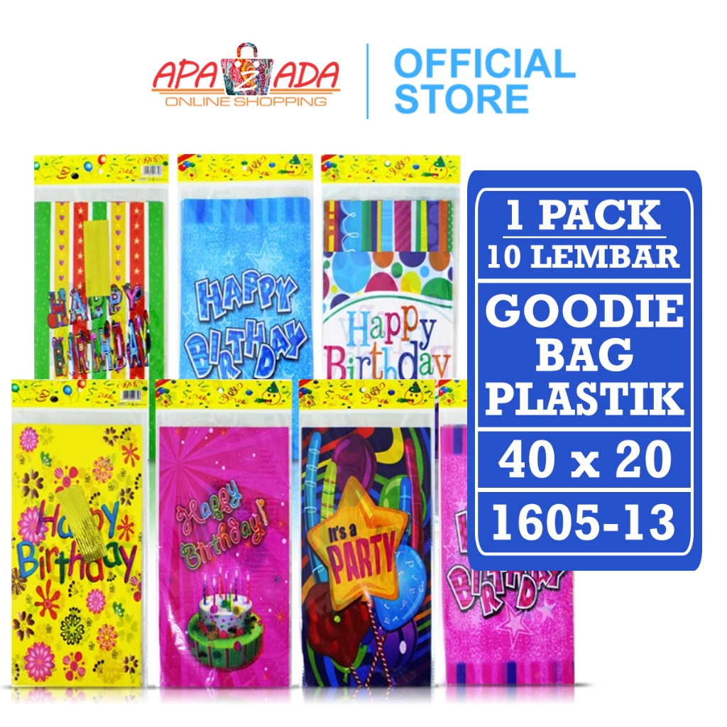 

Apazada - Plastik Snack Ulang Tahun [1 Pack - 10 Lembar] / Plastik OPP M Goodie Bag Fancy 40 x 20