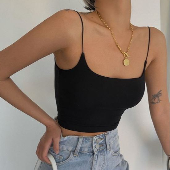 Grosir Katata Zarra Tanktop Tank Top Wanita Tali Spaghetti Crop Top