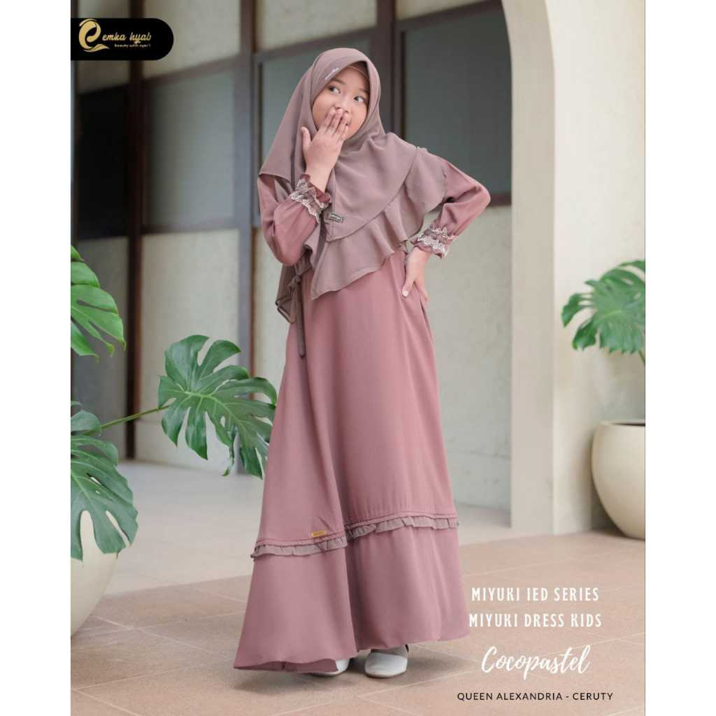 Miyuki dress kids set khimar by emka hijab / dress anak / gamis anak / baju muslim anak
