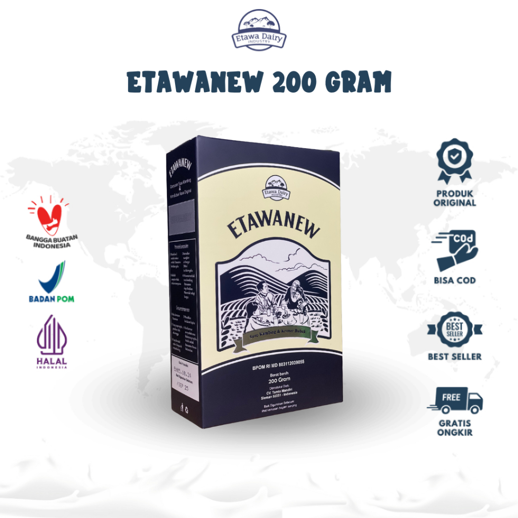 

ETAWANEW PLATINUM - Susu Kambing - 100% ORI - Melegakan Penafasan - Baik untuk mengatasi ASMA - Gangguan Pernapasan dan Paru Kotor - BPOM - Bisa COD - Netto 200 gram