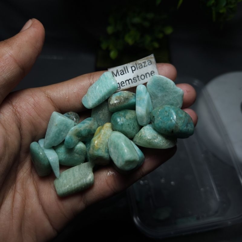 batu amazonite bongkahan / bahan batu akik amazonite