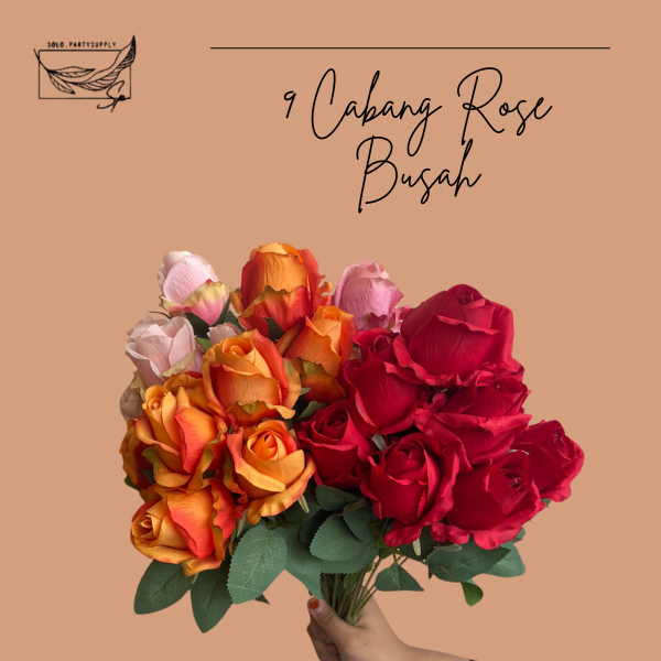 ( TT )  Small Rose Bush Artificial Flowers Bunga buatan mawar kecil 9 Kelopak Bunga Mawar Hias Palsu